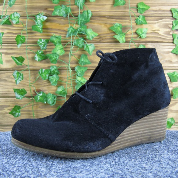 Dr. Scholl's Shoes - Dr. Scholl's Dakota Women 9.5 Black Fabric Wedge Ankle Boots Comfort Casual Zip